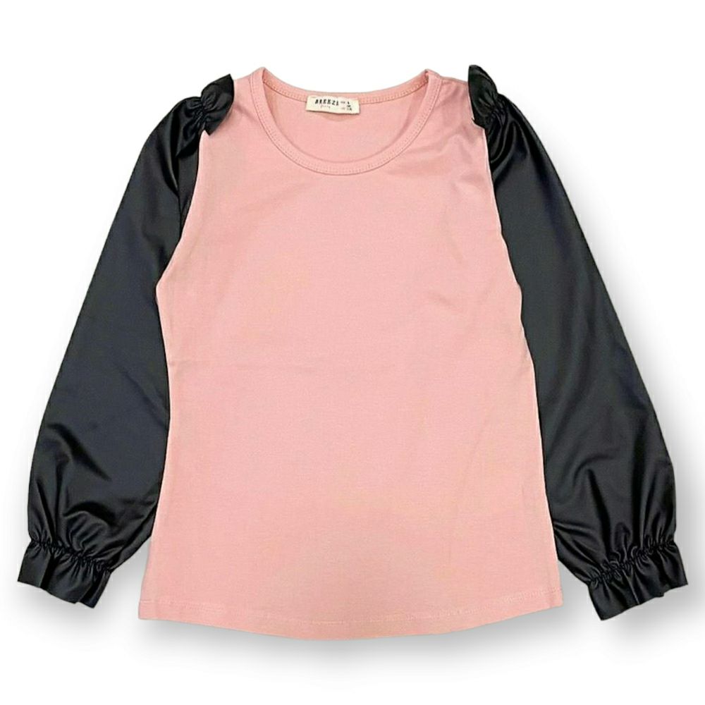 Блуза со кожни ракави