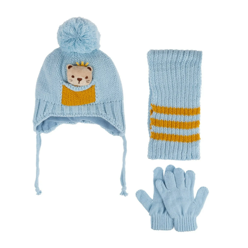Комплет капа, шал и ракавици 0-18 месеци