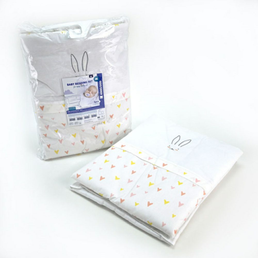 Kikka Boo Постелнина Сет од 5 дела за мало креветче Rabbits in Love