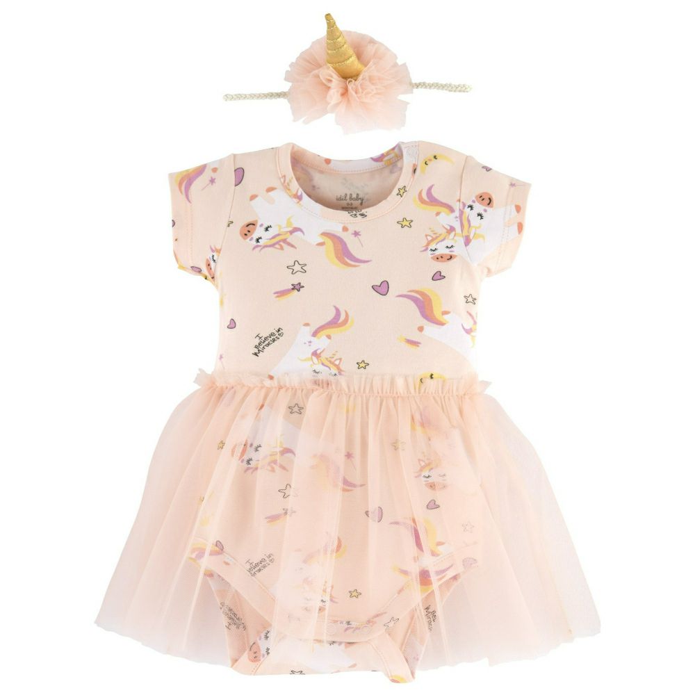 Боди со тул сукња и круна уникорн