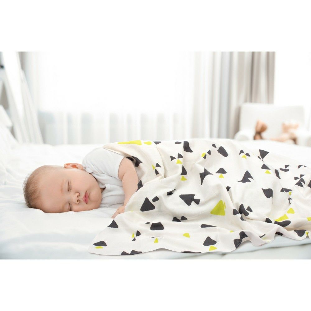 Ќебе Organic Muslin 100 x 100 см - Triangle Pattern