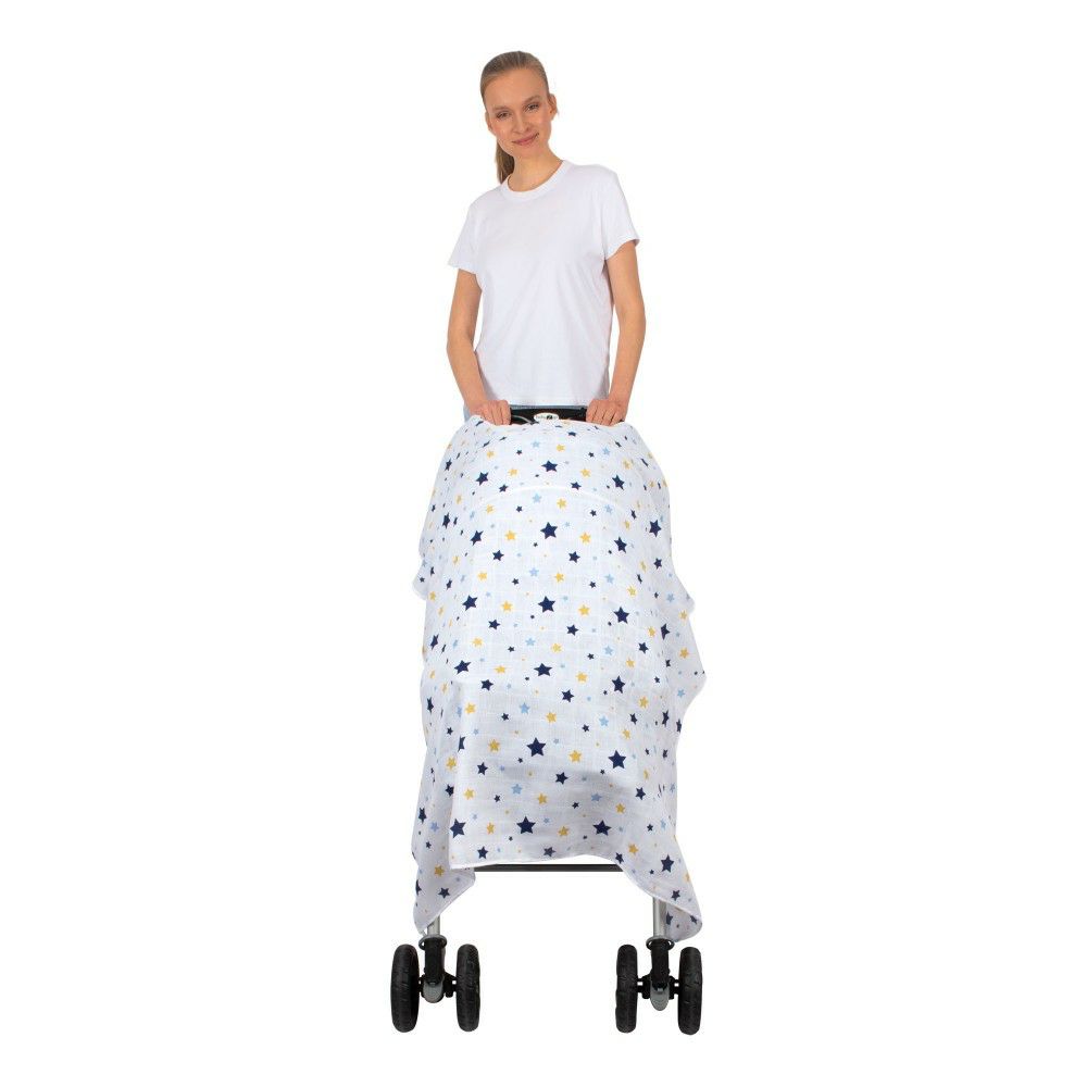 Муслин Прекривка за количка Blue Star