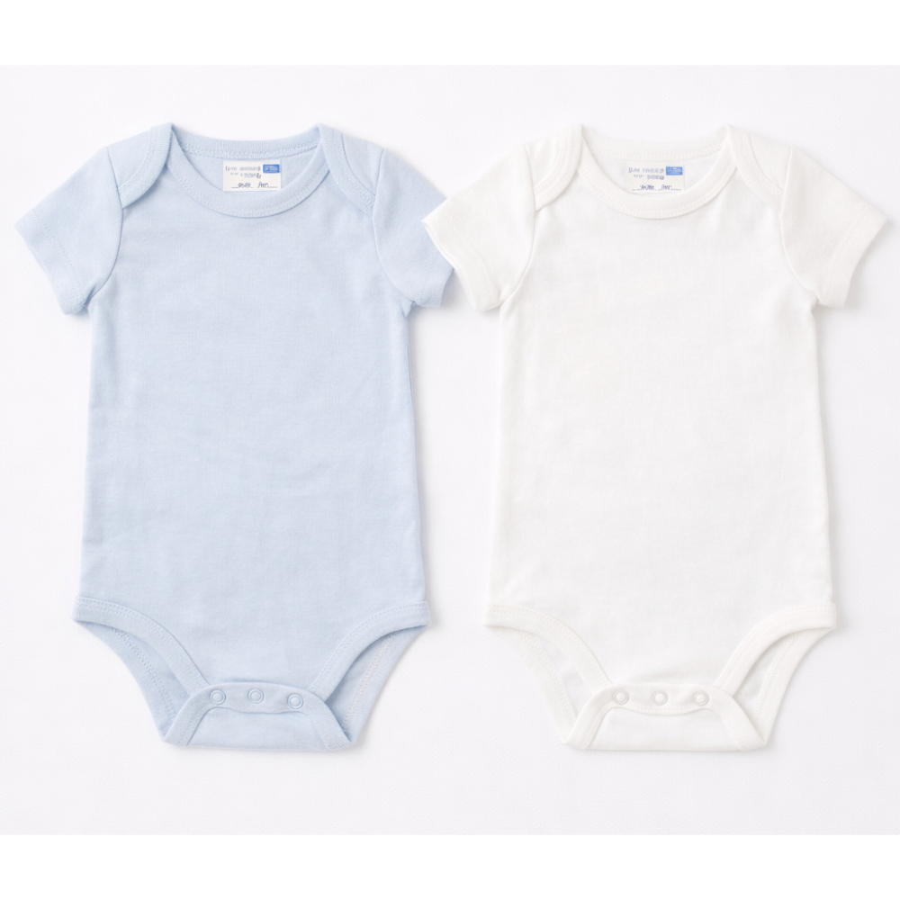 Боди краток ракав 2 две парчиња во сет бела и сина 0/24